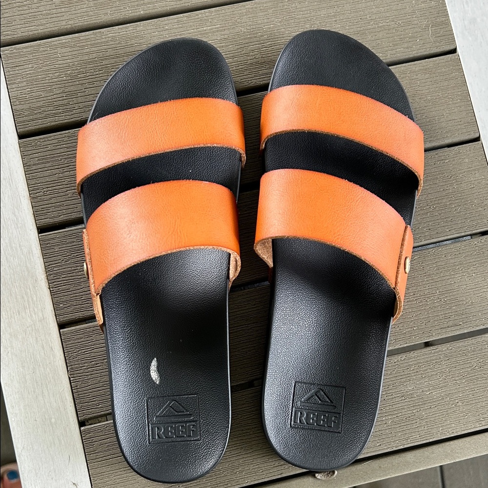 Reef Women's Two-Strap Sandals in Black and Orange